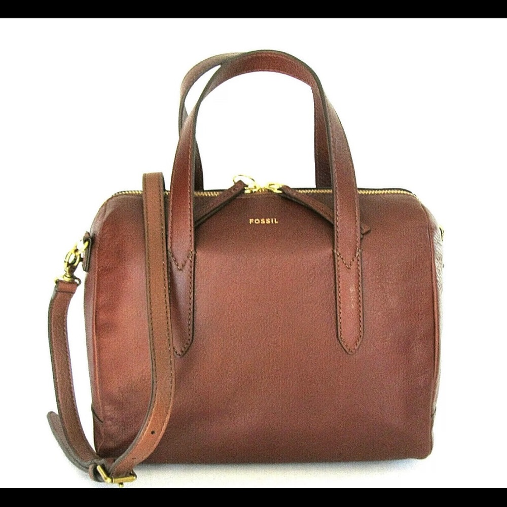 FOSSIL SYDNEY LEATHER SATCHEL "BROWN" retired NWT